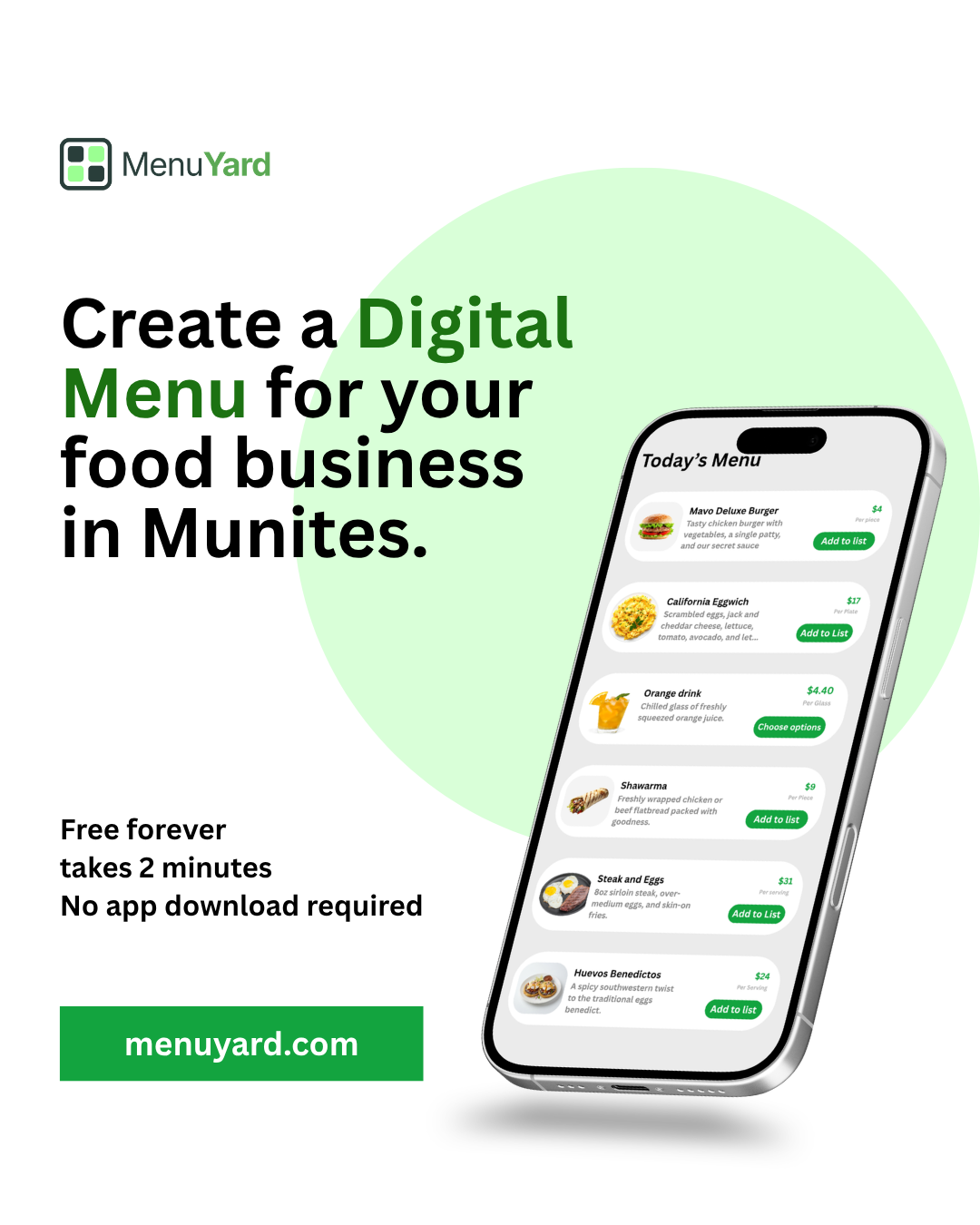 MenuYard digital menu and QR code menu for restaurants, by AD Technologies